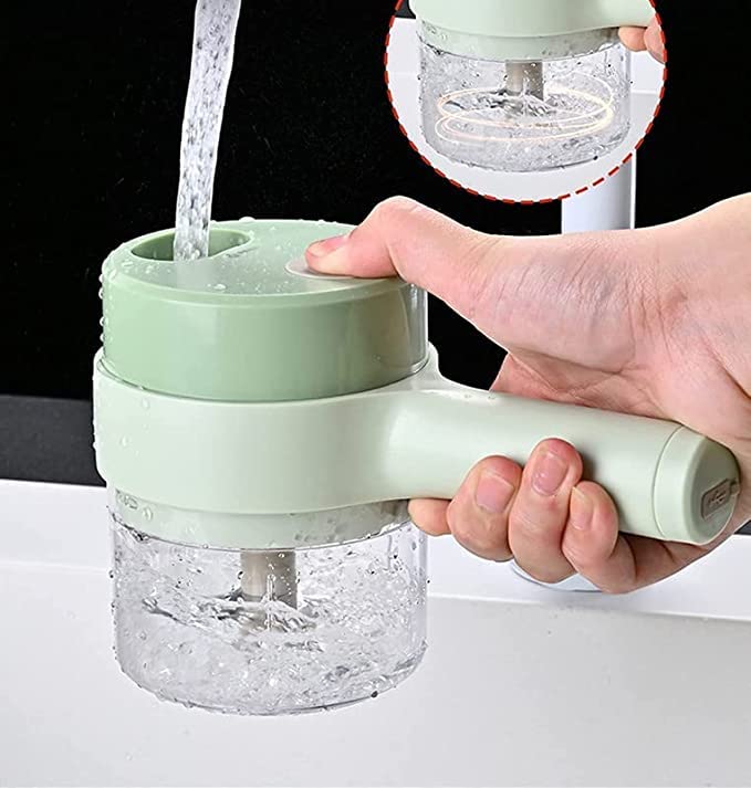 4-in-1 Portable Electric Vegetable Cutter – Chop, Slice & Grind in Seconds